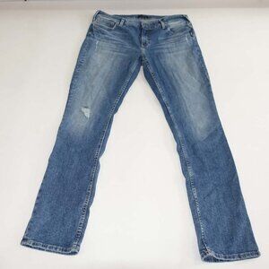 Silver Women's Elyse Straight Leg Jeans Size 33 x 32 Blue Mid Rise Stretch Denim